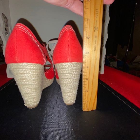 Call it Spring Orange tie wicker heel wedges 8 - Picture 6 of 11